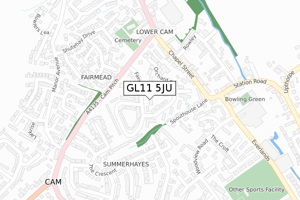 GL11 5JU map - large scale - OS Open Zoomstack (Ordnance Survey)