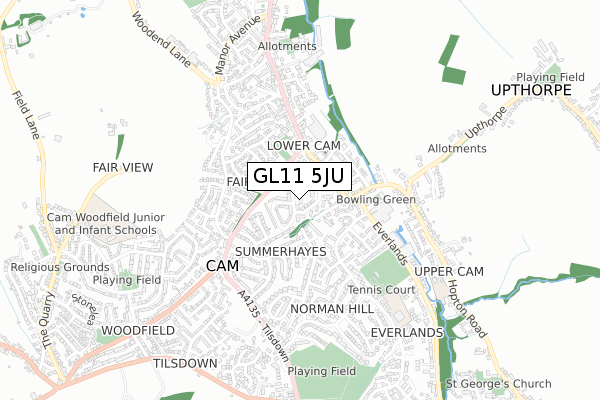 GL11 5JU map - small scale - OS Open Zoomstack (Ordnance Survey)