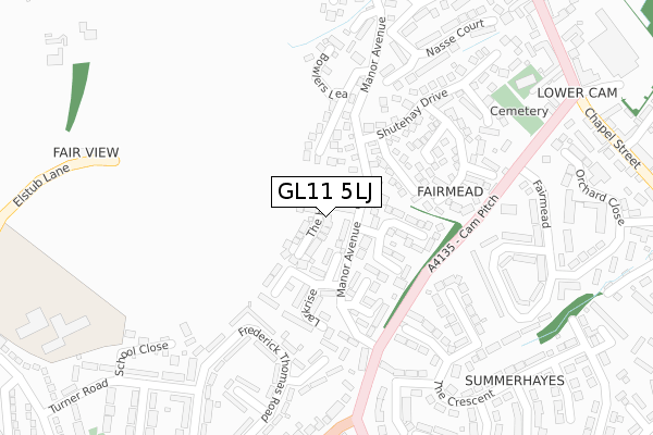 GL11 5LJ map - large scale - OS Open Zoomstack (Ordnance Survey)