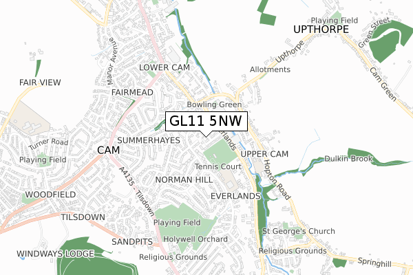 GL11 5NW map - small scale - OS Open Zoomstack (Ordnance Survey)