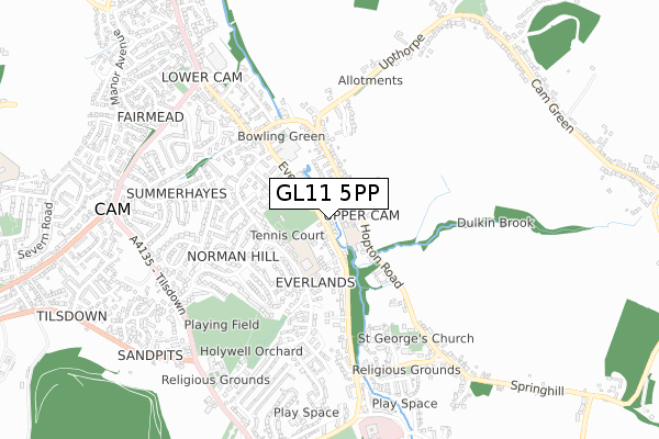 GL11 5PP map - small scale - OS Open Zoomstack (Ordnance Survey)