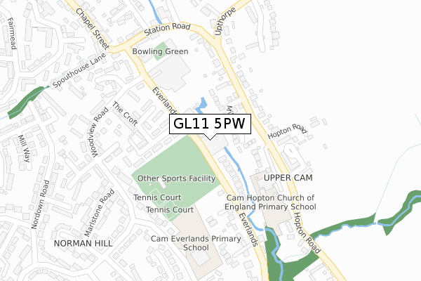 GL11 5PW map - large scale - OS Open Zoomstack (Ordnance Survey)