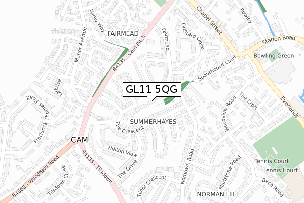 GL11 5QG map - large scale - OS Open Zoomstack (Ordnance Survey)