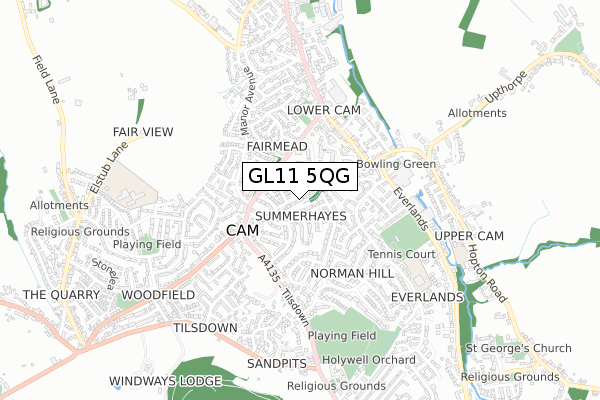 GL11 5QG map - small scale - OS Open Zoomstack (Ordnance Survey)