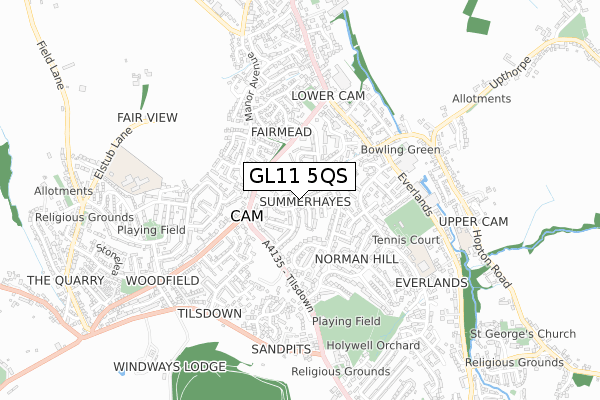 GL11 5QS map - small scale - OS Open Zoomstack (Ordnance Survey)