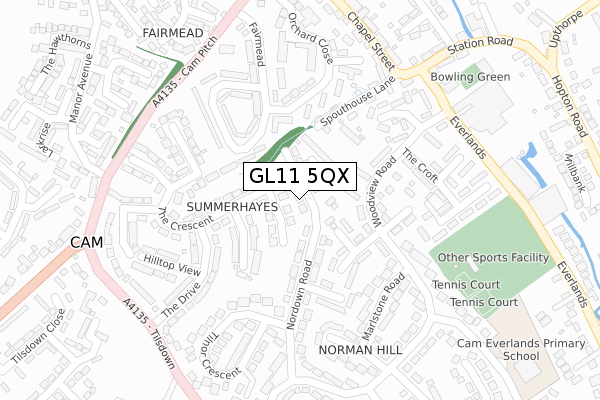 GL11 5QX map - large scale - OS Open Zoomstack (Ordnance Survey)