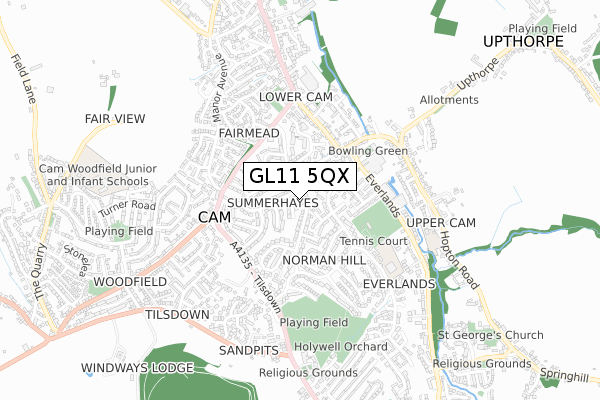 GL11 5QX map - small scale - OS Open Zoomstack (Ordnance Survey)