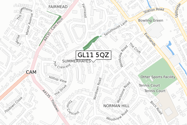 GL11 5QZ map - large scale - OS Open Zoomstack (Ordnance Survey)