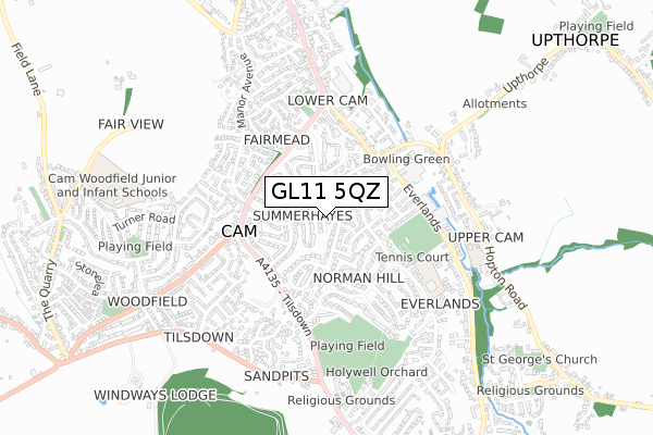 GL11 5QZ map - small scale - OS Open Zoomstack (Ordnance Survey)