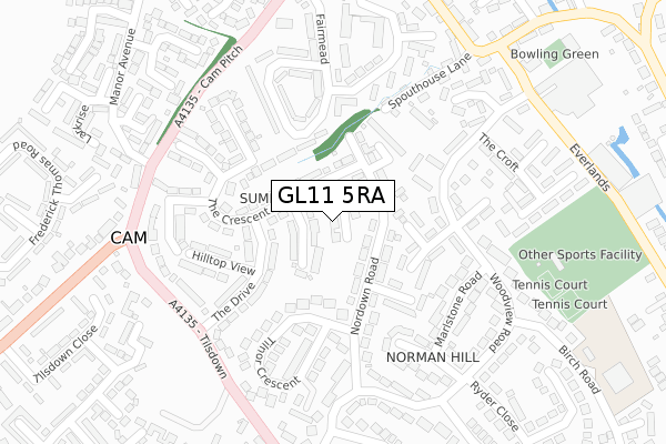 GL11 5RA map - large scale - OS Open Zoomstack (Ordnance Survey)