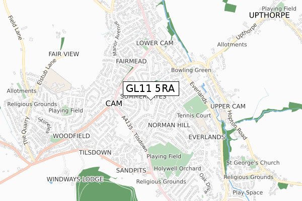 GL11 5RA map - small scale - OS Open Zoomstack (Ordnance Survey)