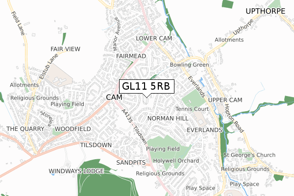 GL11 5RB map - small scale - OS Open Zoomstack (Ordnance Survey)