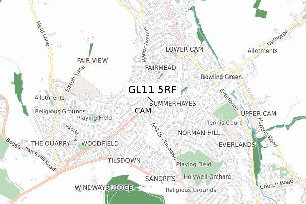 GL11 5RF map - small scale - OS Open Zoomstack (Ordnance Survey)