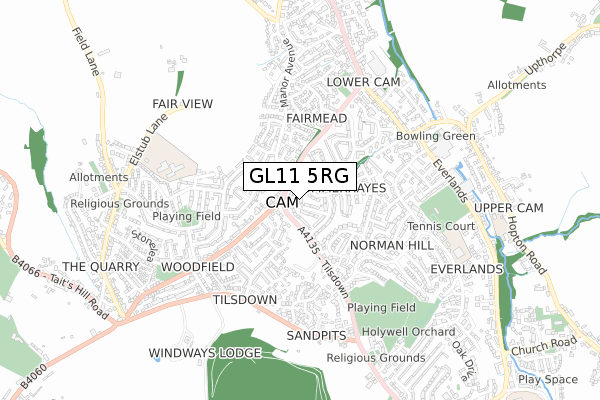 GL11 5RG map - small scale - OS Open Zoomstack (Ordnance Survey)