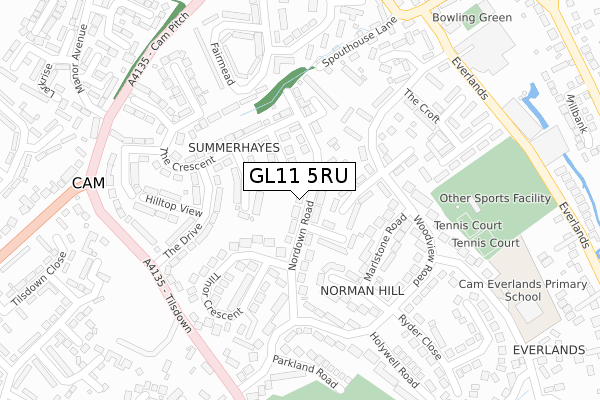 GL11 5RU map - large scale - OS Open Zoomstack (Ordnance Survey)