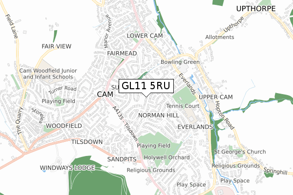 GL11 5RU map - small scale - OS Open Zoomstack (Ordnance Survey)