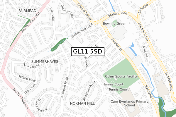 GL11 5SD map - large scale - OS Open Zoomstack (Ordnance Survey)