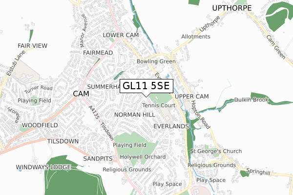 GL11 5SE map - small scale - OS Open Zoomstack (Ordnance Survey)