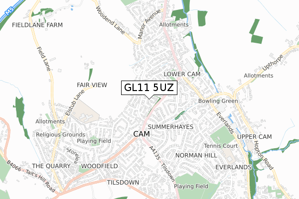 GL11 5UZ map - small scale - OS Open Zoomstack (Ordnance Survey)