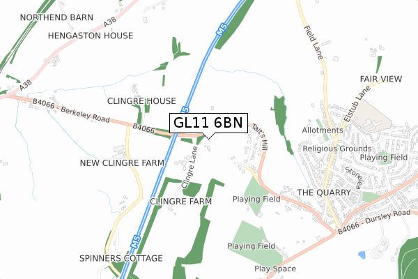 GL11 6BN map - small scale - OS Open Zoomstack (Ordnance Survey)