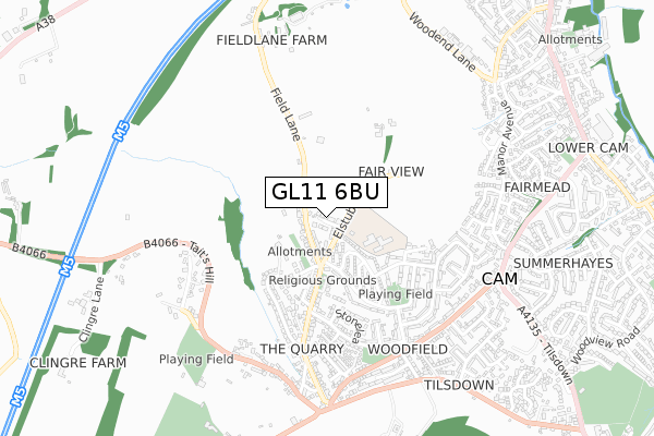 GL11 6BU map - small scale - OS Open Zoomstack (Ordnance Survey)