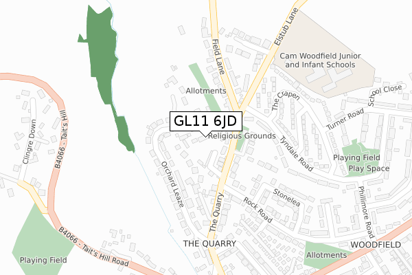 GL11 6JD map - large scale - OS Open Zoomstack (Ordnance Survey)