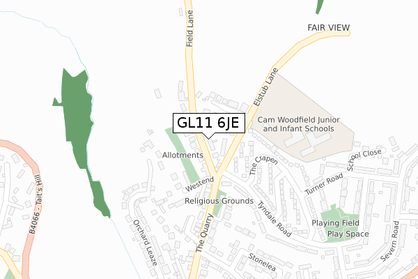 GL11 6JE map - large scale - OS Open Zoomstack (Ordnance Survey)