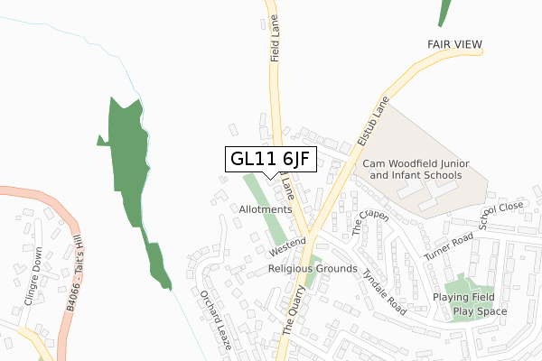 GL11 6JF map - large scale - OS Open Zoomstack (Ordnance Survey)