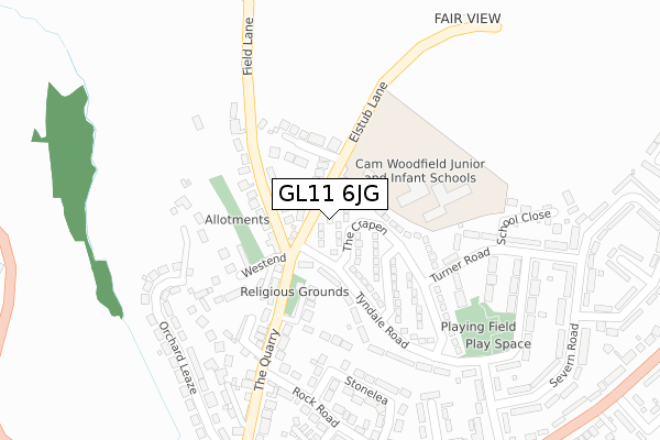 GL11 6JG map - large scale - OS Open Zoomstack (Ordnance Survey)