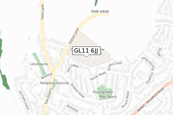 GL11 6JJ map - large scale - OS Open Zoomstack (Ordnance Survey)