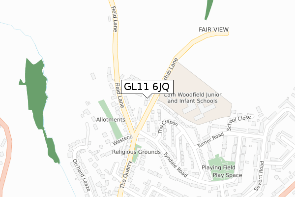 GL11 6JQ map - large scale - OS Open Zoomstack (Ordnance Survey)