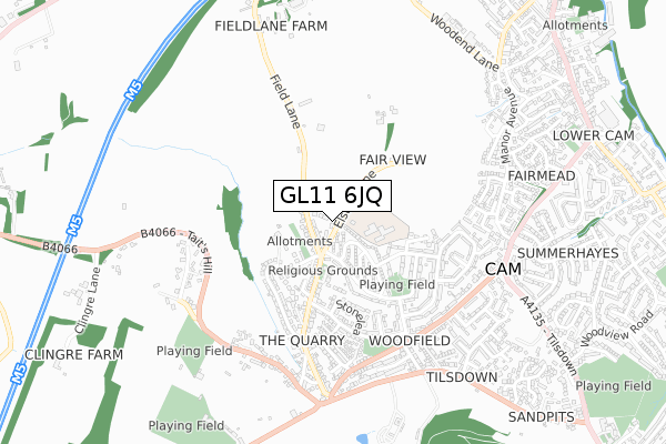 GL11 6JQ map - small scale - OS Open Zoomstack (Ordnance Survey)