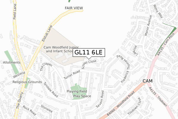 GL11 6LE map - large scale - OS Open Zoomstack (Ordnance Survey)