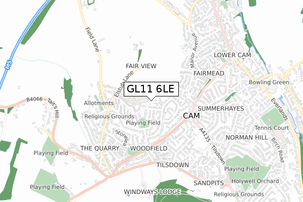 GL11 6LE map - small scale - OS Open Zoomstack (Ordnance Survey)