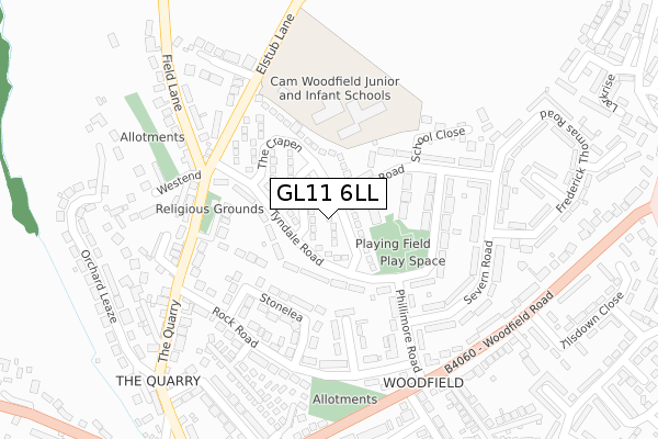 GL11 6LL map - large scale - OS Open Zoomstack (Ordnance Survey)