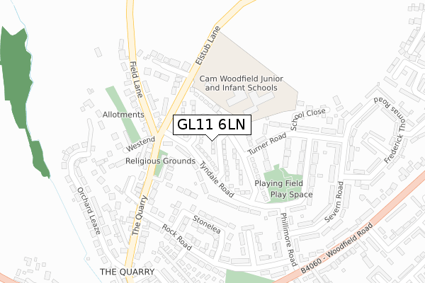 GL11 6LN map - large scale - OS Open Zoomstack (Ordnance Survey)