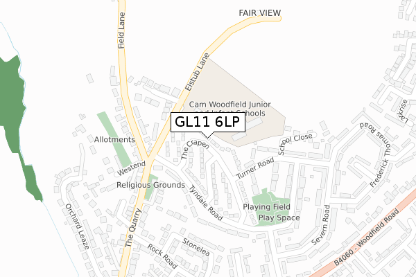 GL11 6LP map - large scale - OS Open Zoomstack (Ordnance Survey)