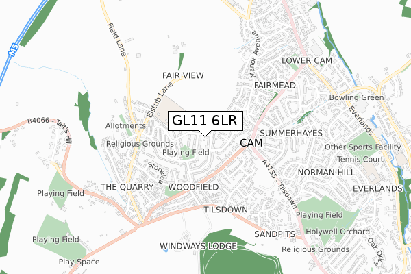 GL11 6LR map - small scale - OS Open Zoomstack (Ordnance Survey)