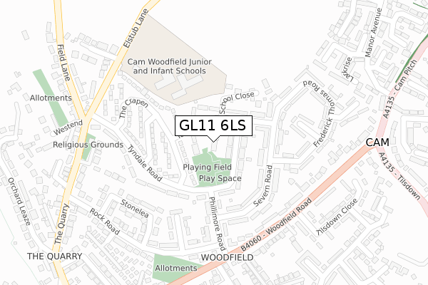 GL11 6LS map - large scale - OS Open Zoomstack (Ordnance Survey)