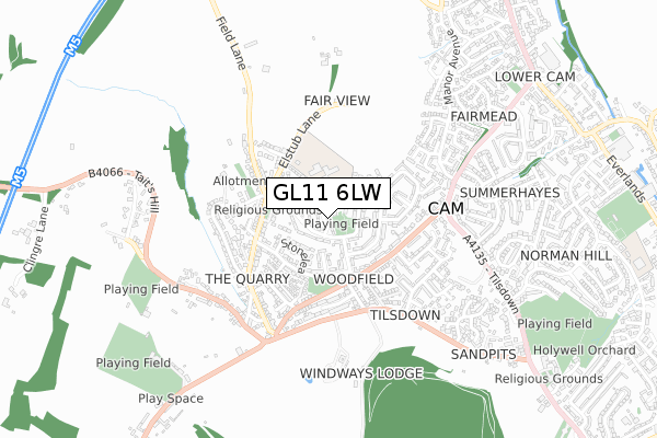 GL11 6LW map - small scale - OS Open Zoomstack (Ordnance Survey)