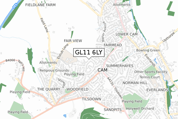 GL11 6LY map - small scale - OS Open Zoomstack (Ordnance Survey)