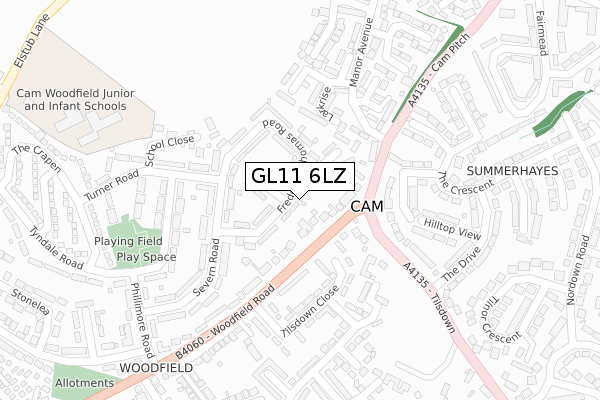 GL11 6LZ map - large scale - OS Open Zoomstack (Ordnance Survey)