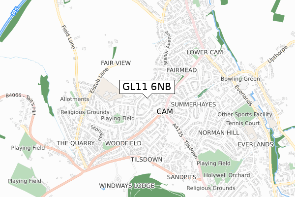 GL11 6NB map - small scale - OS Open Zoomstack (Ordnance Survey)