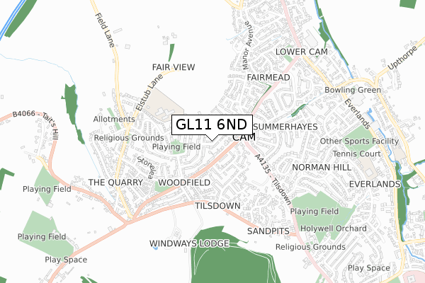 GL11 6ND map - small scale - OS Open Zoomstack (Ordnance Survey)