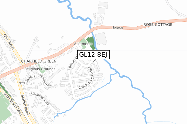 GL12 8EJ map - large scale - OS Open Zoomstack (Ordnance Survey)