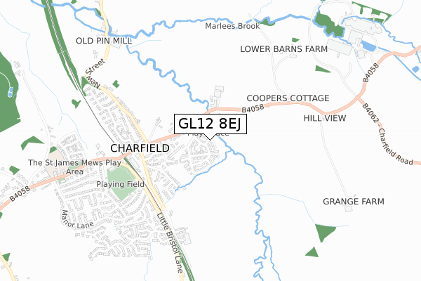 GL12 8EJ map - small scale - OS Open Zoomstack (Ordnance Survey)