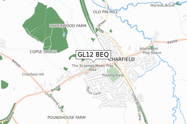 GL12 8EQ map - small scale - OS Open Zoomstack (Ordnance Survey)