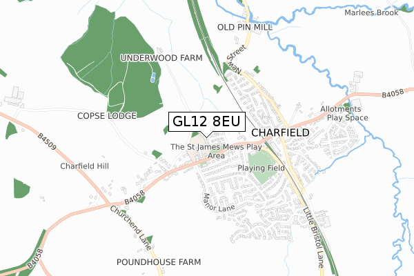 GL12 8EU map - small scale - OS Open Zoomstack (Ordnance Survey)