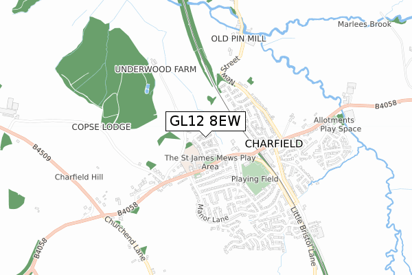 GL12 8EW map - small scale - OS Open Zoomstack (Ordnance Survey)