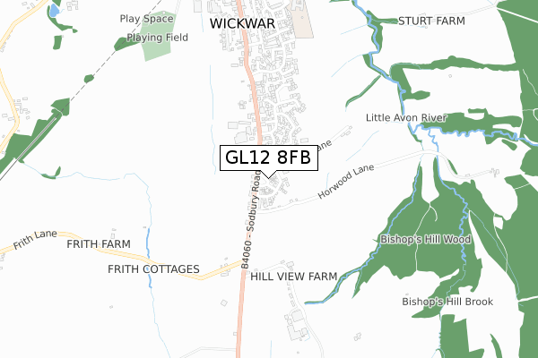 GL12 8FB map - small scale - OS Open Zoomstack (Ordnance Survey)